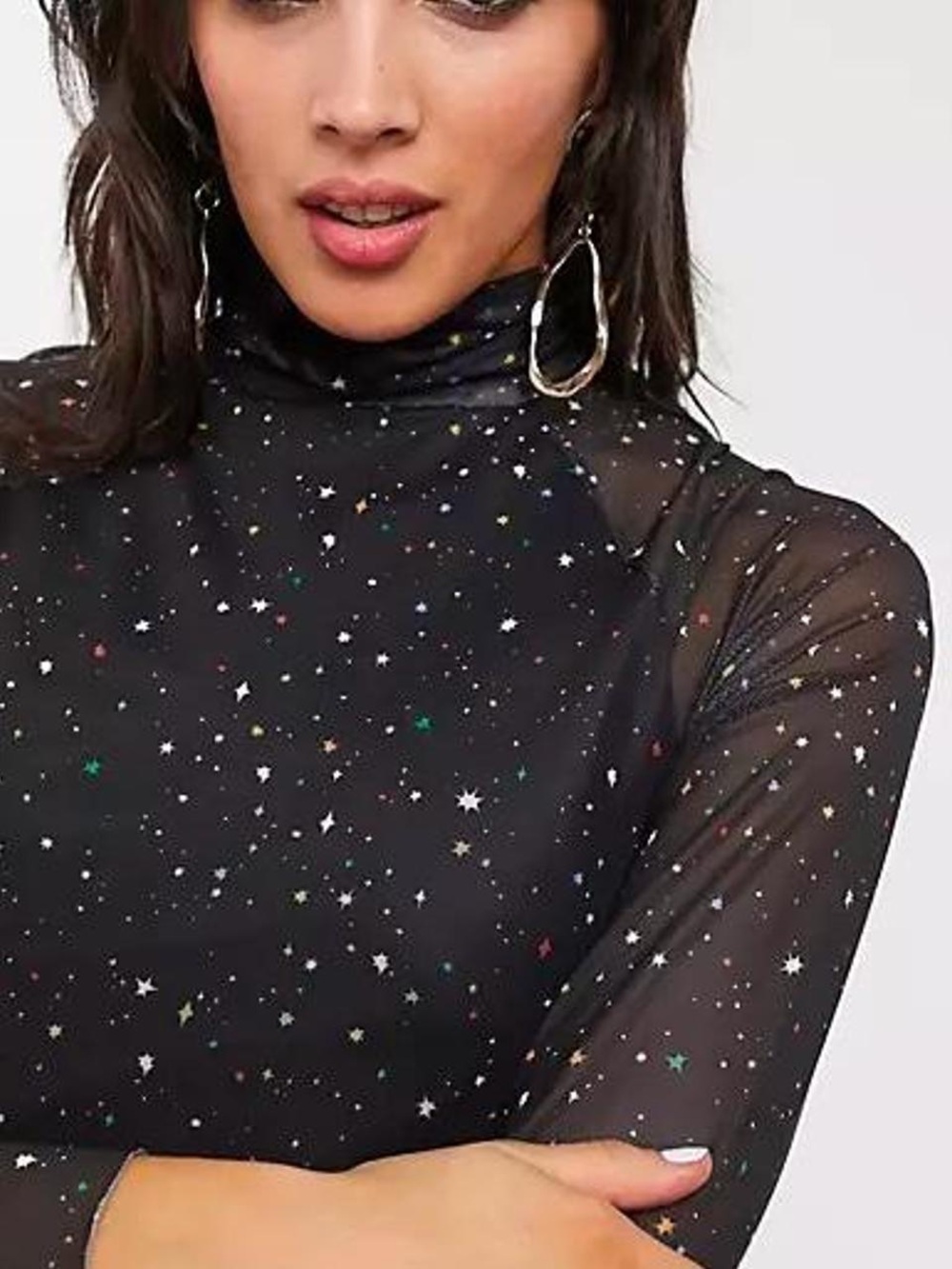 RACHEL ANTONOFF Black Starry Night Long Sleeve Size Small